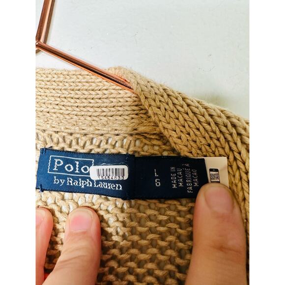 POLO RALPH LAUREN Brown Linen Knit Button Front Cardigan Sweater Size Large - Picture 9 of 10